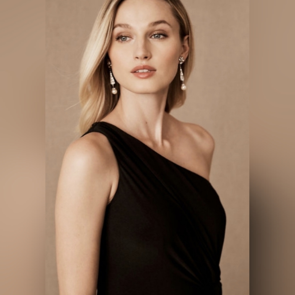 BHLDN Black One Shoulder Dress - Picture 6 of 8